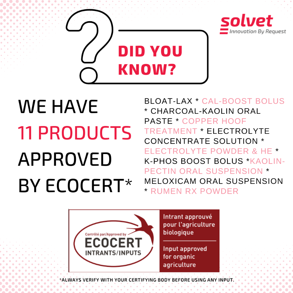 🌎 ECOCERT has certified a lot of Solvet’s products for organic farming.